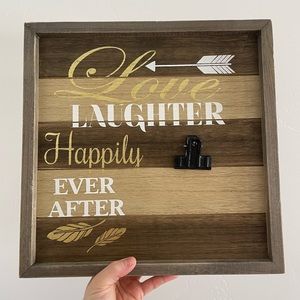 Wood farmhouse wall decor love laughter and happily ever after